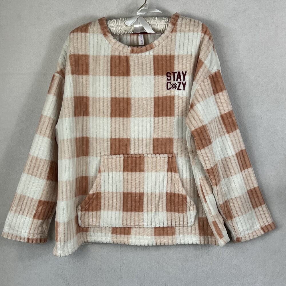 Joyspun Pajama Set Sweater & Joggers XL Stay Cozy Gingham Brown Fall